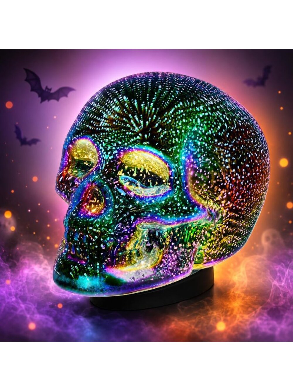 Skull Table Lamp Battery Halloween Decor for Room Gothic Style LED Lamp